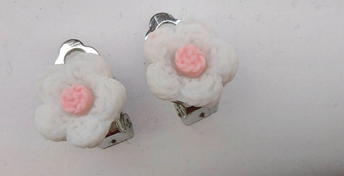 Ohrclips blumen rein weiß - ohrclips,