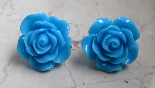 Ohrringe rosen blau azur - rosen,
