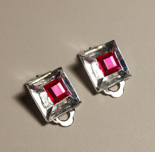 Ohrclips strass glitzer pink - strass,