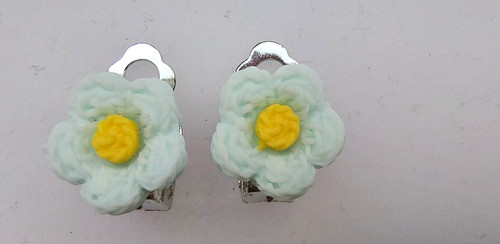 Ohrclips blumen pastell blau - ohrclips,