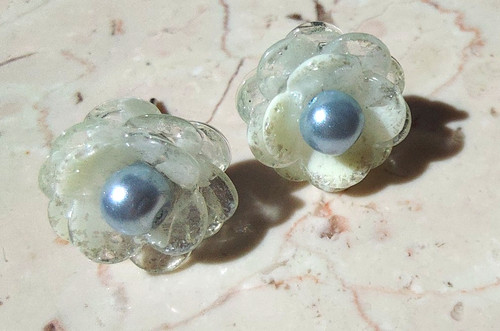Ohrringe blumen glitzer perlen - glitzer,