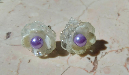 Ohrringe blumen glitzer perlen - ohrringe,