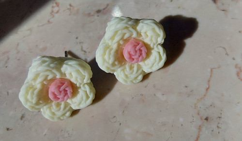 Ohrringe blumen rosa creme - rosa,
