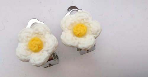 Ohrclips blumen rein weiß - ohrclips,