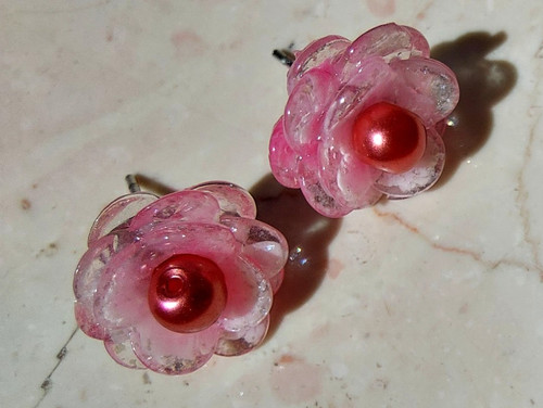 Ohrringe blumen glitzer perlen - blumen,