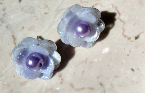 Ohrringe blumen glitzer - glitzer, perlen