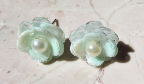 Ohrringe blumen glitzer perlen - blumen,