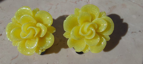 Ohrclips glitzer rosen gelb - glitzer,