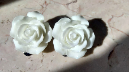 Ohrclips rosen rein weiß - ohrclips,
