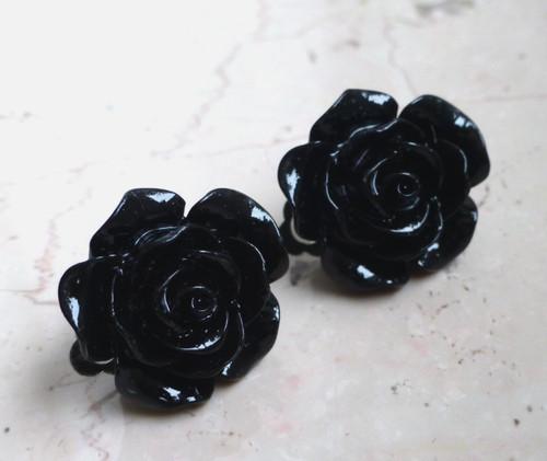 Ohrclips rosen schwarz - ohrclips,