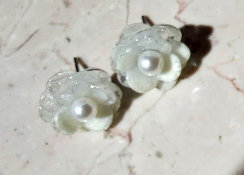 Ohrringe blumen glitzer perlen - ohrringe,