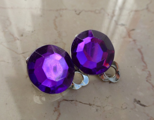 Ohrclips strass lila crocus - strass,
